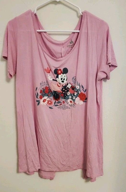 Disney Parks Flower And Garden 2019 Purple/Pink Minnie Mouse Tee Shirt XL