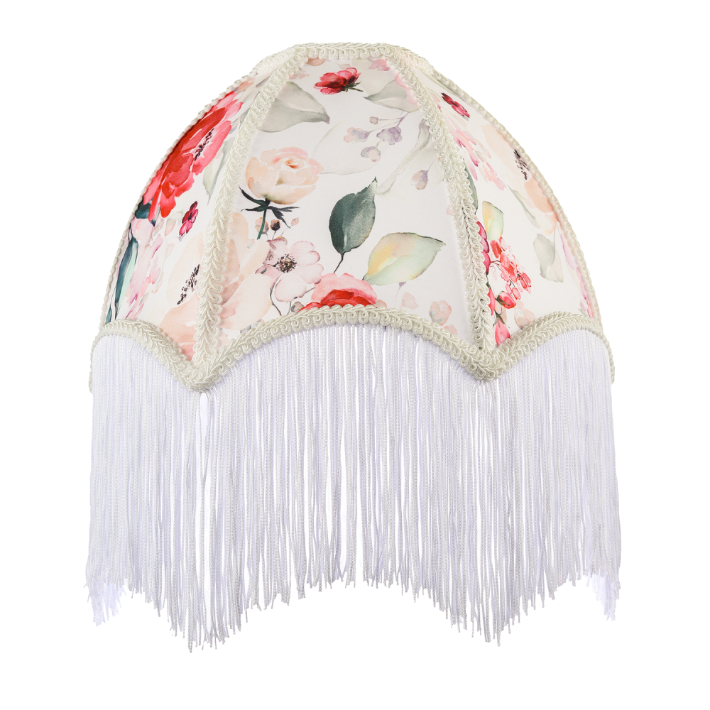 1920s Vintage Lamp Shade with Pastel Pink and Green Floral Decoration by Happ...