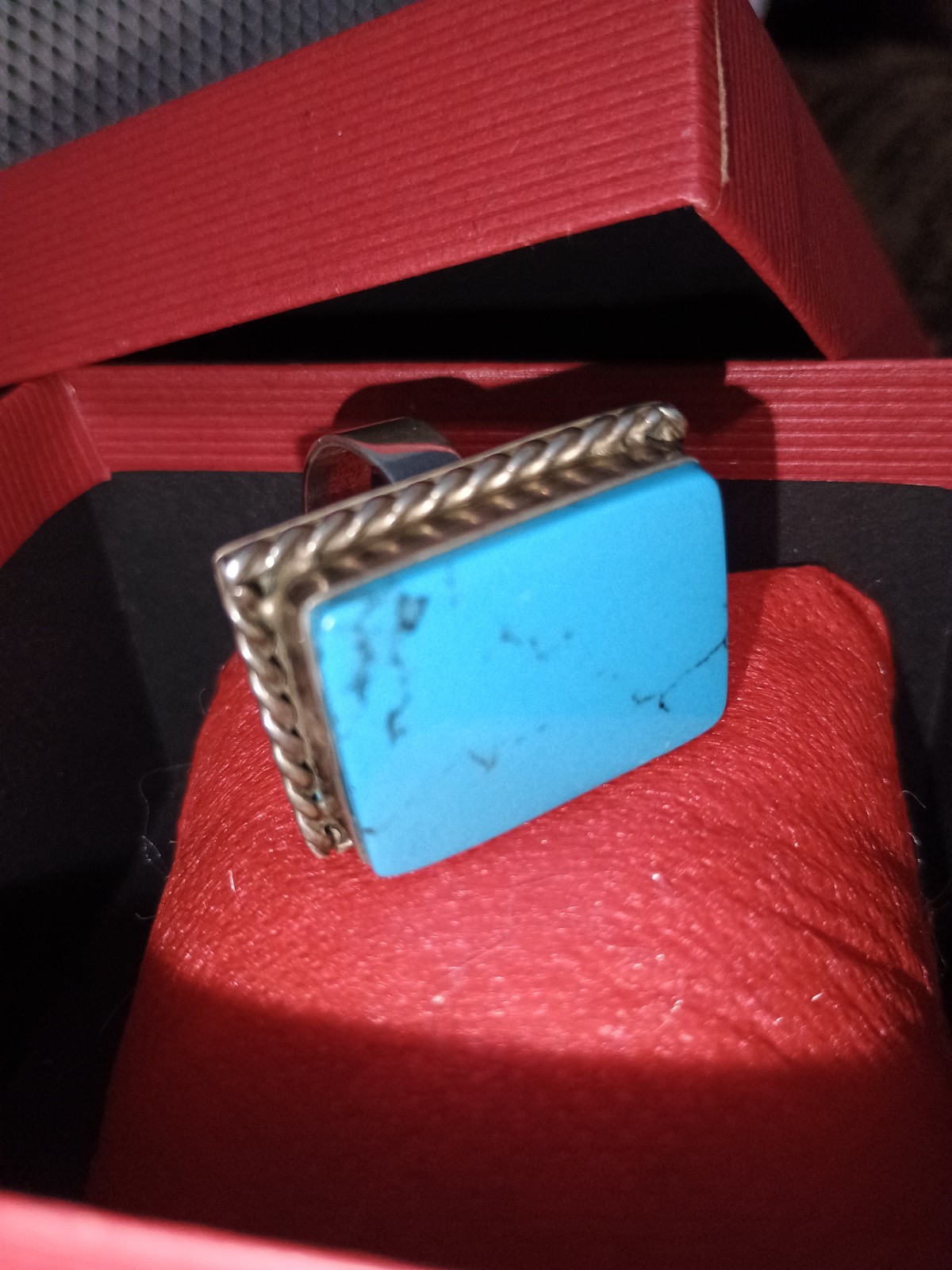 Large adjustable Texaco Sterling Silver Ring  Tur… - image 2