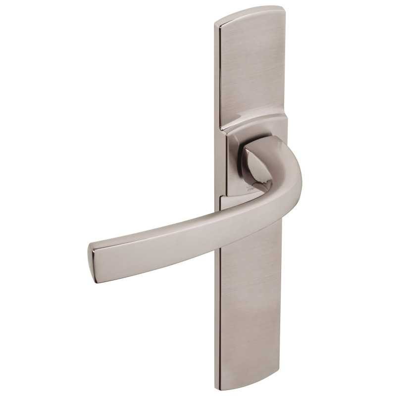 Ensemble Muze grand modèle VACHETTE bec de cane en chrome satiné pour porte de salon