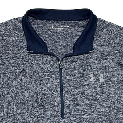 Under Armour Mens Shirt XL Blue HeatGear Tech 2.0 1/2 Zip Long Sleeve Pullover