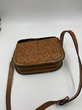 Vintage Hand Tooled Leather Purse With Strap