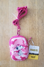 Peanuts Joe Cool Snoopy Mini Pink Camo Lanyard Pouch - New