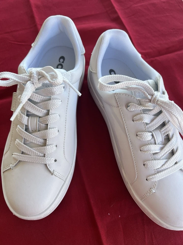Zapatillas deportivas Coach de caña baja de cuero blanco para mujer talla 6,5 - estilo clásico con logotipo Foto 2 de 4