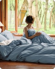 Cooling Duvet Cover Queen Size, Cotton Viscose Derived from Bamboo Duvet Cover