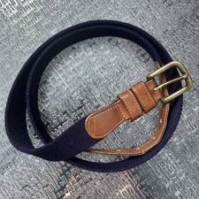 Vintage Coach 7803 Navy Wool  Brown Leather with Gold Buckle Belt Size 40