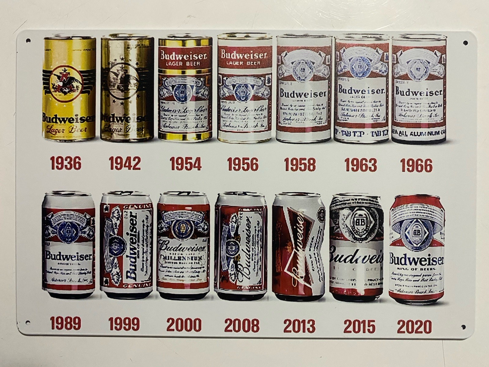 Budweiser Beer Metal Sign - Anheuser Busch King Beers History Of Cans