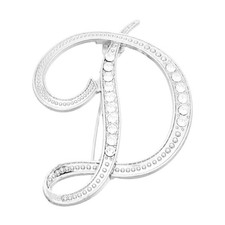 Letter Brooch Pins, Letter D Rhinestone Brooches Lapel Pin, Silver Tone