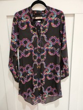RARE MARA HOFFMAN Black Vibrant Printed Snake Shirt Long Sleeve Boho Dress S