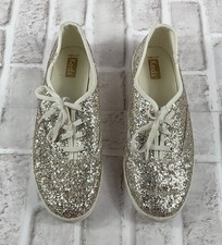 Keds Sneakers Womens Sz 9 Ivory Champion Glitter Celebrations Lace Up WF66849