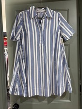 Old Navy Blue And White Striped Shirtdress Short Sleeve, Size Small
