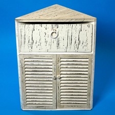 Holz Eckschrank shabby chic weiß Deko Landhaus Möbel Vintage Kommode Schrank