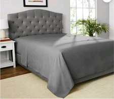 Mainstays Easy Care 300 Count Solid Soothing Gray CVC Cotton Blend Flat...