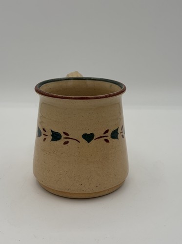 Vintage Happy Valley Potworks Heart Flowers Studio Art Pottery Mug 12oz Maine