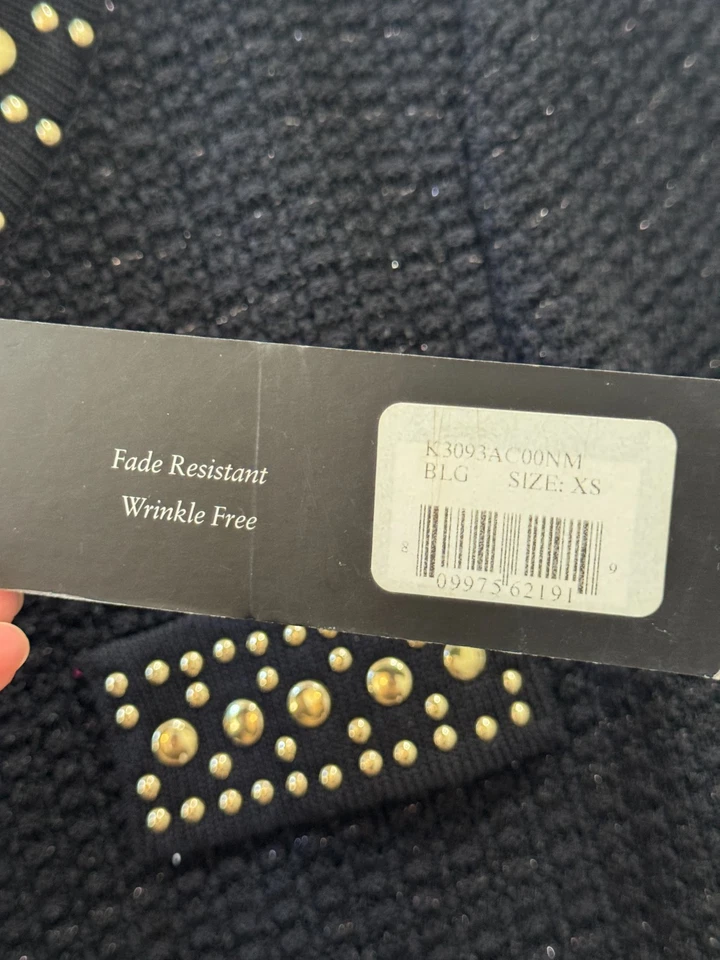 Chaqueta de punto Misook negra XS Heritage Fit tachonada detalles dorados nueva con etiquetas Foto 4 de 4