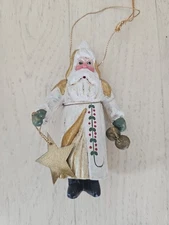 House of Hatten Enchanted Forest Santa Elf White Bells/Star Christmas Ornament