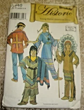 Simplicity Sewing Pattern 5448 Indian Native American Historic  Child Sz 3-8 UC