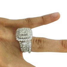 3CT Round Cut Moissanite Engagement Bridal Set Ring 14K White Gold Plated