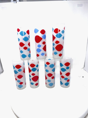 7 vintage Dairy Queen Logo Frosted Glasses