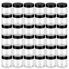 36 Pack 2 OZ Plastic Jars with Lids, BPA Free, Reusable, Refillable Transpare...