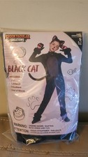 Black Cat Costume for Girls Kids Outfit Set with Tail Child Halloween S 5-7 