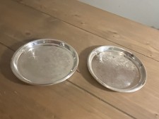 Set Of Two Vintage Silver Plated Falstaff Small Tray Embossed Floral Scrollwork