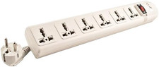 VCT 220V-250V Power Strip Surge Protector with 2-USB Ports and 6 Universal Outle