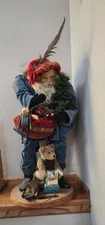 Vintage Original Norma DeCamp Original Handmade 29" Santa w/ Bag & Doll