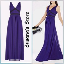 NWT BCBG MAXAZRIA SIZE 10 Aurica Purple Double V-Neck Maxi Gown Dress