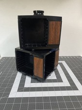Vintage Dynasound Stow-A-Way Cassette Tape Swiveling Storage Carousel Woodgrain
