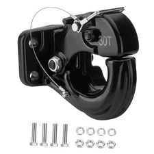 Pintle Hook Hitch 66,000 lbs, Fits 2-1/2 to 3-Inch Lunette Ring Pintle Hitch 