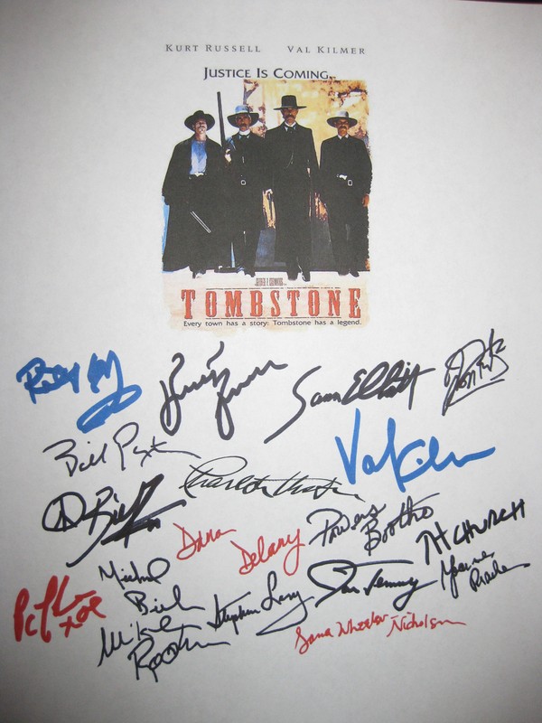 Tombstone Signed Movie Script X18 Charlton Heston Paxton Russell Elliott reprint