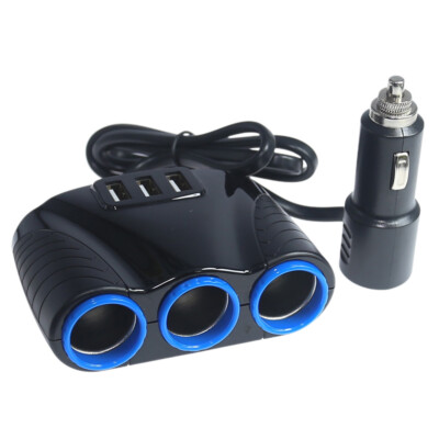 Cigarette Lighter Socket Splitter 12V 24V Outlet Power Adapter 3 USB Charger Car
