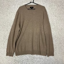 Club Room Luxury Sweater Mens XL Beige Brown 100 Cashmere Crew Neck Preppy