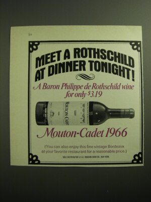 1970 Baron Philippe de Rothschild Mouton-Cadet Wine Advertisement