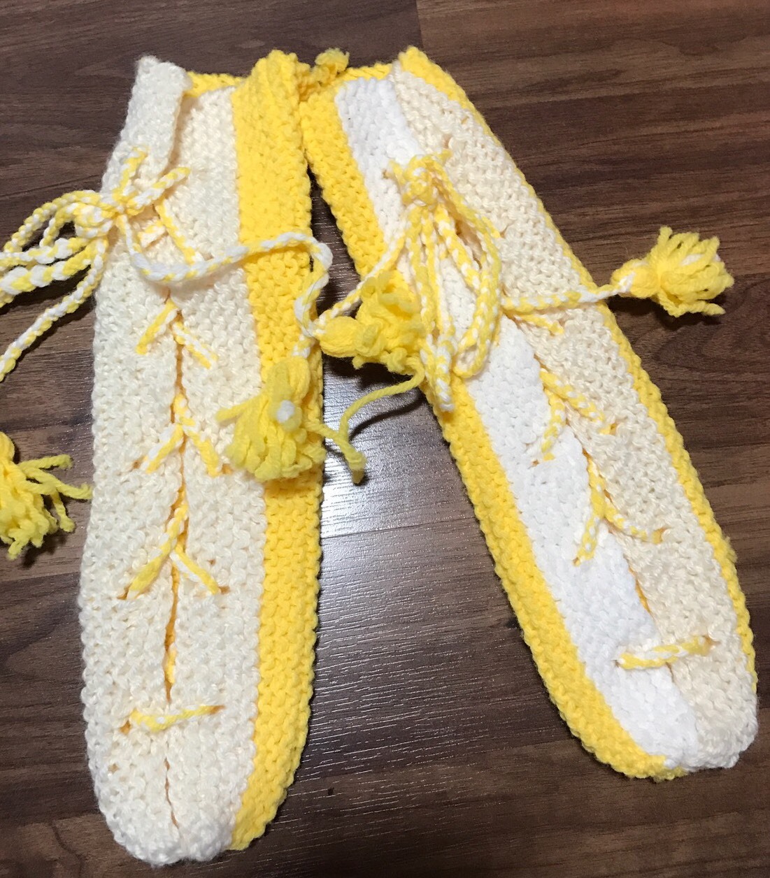 PANTOFOLA D’ORO Calze ciabatte in maglia gialla bianca taglia 6 7 piccole stringate