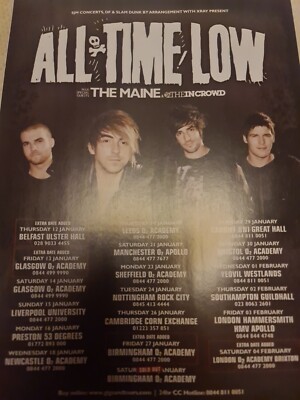 ALL TIME LOW UK TOUR ADVERT PROMO GASKARTH/ HOLE Love COURTNEY A4 POSTER KERRANG