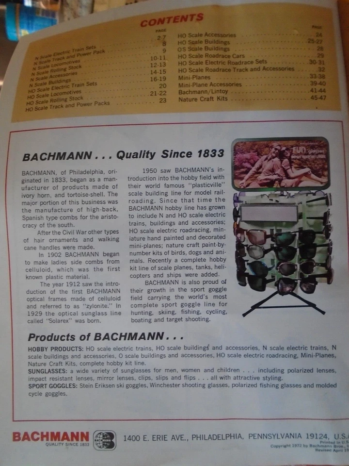 Catálogo de distribuidores Bachmann 1972 trenes eléctricos N + Ho, carreras en carretera, miniaviones Foto 2 de 4