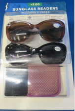 2 Pack Sunglass Readers Full Frame UV Protection Includes 2 Cases 2.00 Power