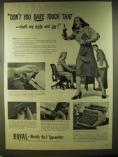 1946 Royal Typewriters Ad - Don't you dare touch that - that's my pride and joy thumbnail