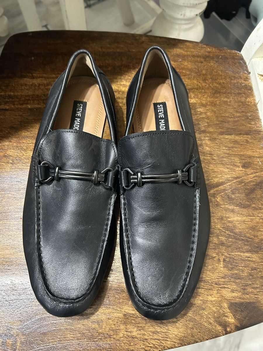 Mens Black Steve Madden Chapmen Leather Dress Shoes 9.5