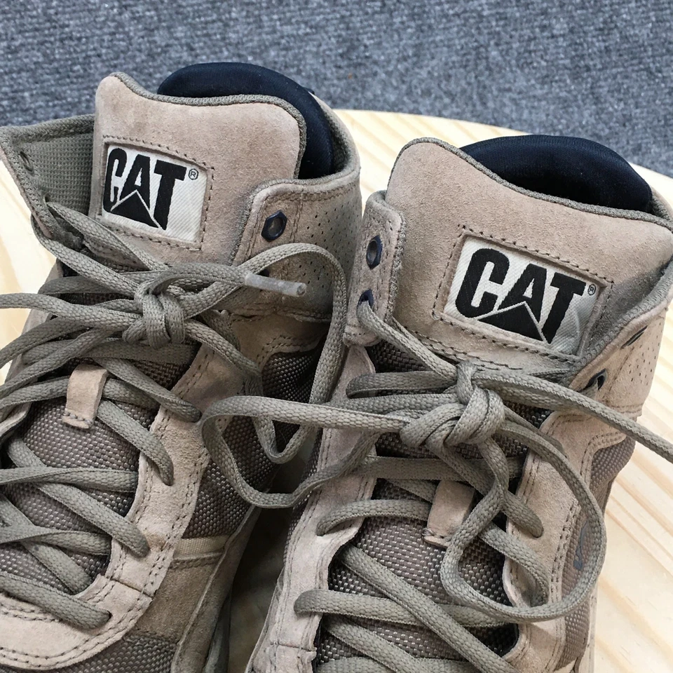 Zapatos de Senderismo CAT Para Hombres 10 W Abismo Beige Cuero Con Cordones Puntera Almendra Medio Top Foto 4 de 4