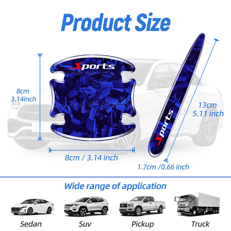 8 ШТ. Спортивный Автомобиль Дверная Ручка Чаша Наклейка Защитная Пленка Аксессуары Защита от Царапин - Изображение 4 из 4