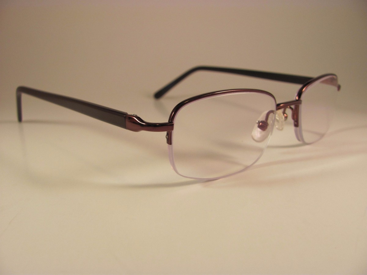 Zenni Optical Brown Rectangular Half-Rim Designer RX Eyeglass