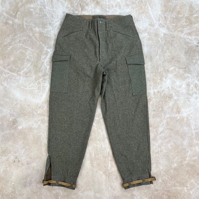 Vintage 1940 WW2 Era Relaxed Fit Military Cargo Pants in Wool Felt
