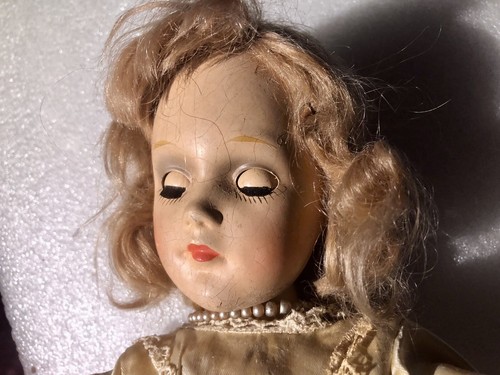 Poupée ancienne 14" Mary Hoyer à cordes yeux roulants origine Robe en soie dentelle sous - Photo 7/12