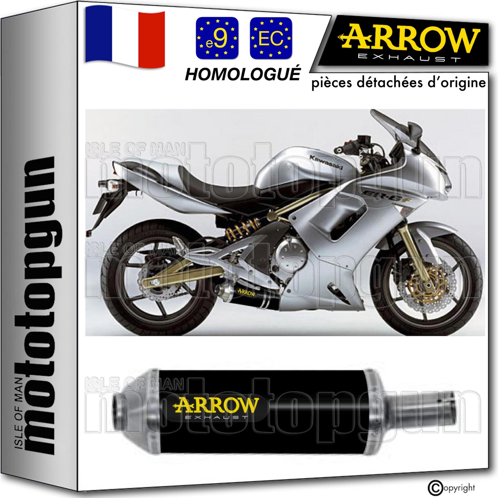 Échappement noir Maxi Race-Tech Arrow homologué pour moto Kawasaki ER6F 2005