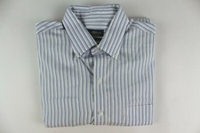 Club Room Mens Pinpoint Light Blue Striped Button Down Shirt Long Sleeve Sz 17.5