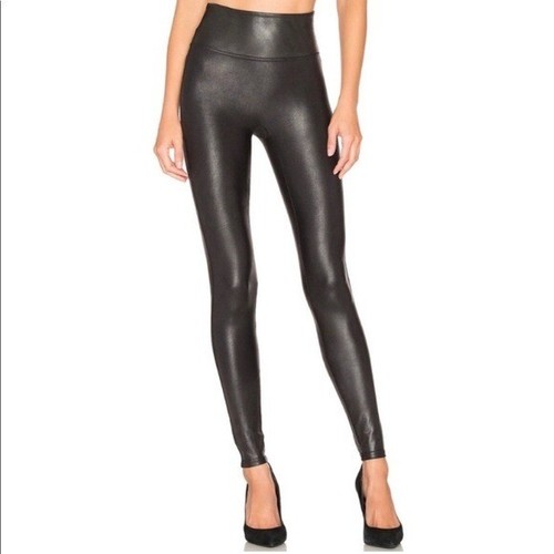 SPANX Black Faux Leather High Waisted 