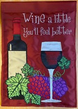 Bandera de Jardín de Vinos con Marcadores de Identificación y Adornos Lote VINO UN POCO TE SENTIRÁS MEJOR